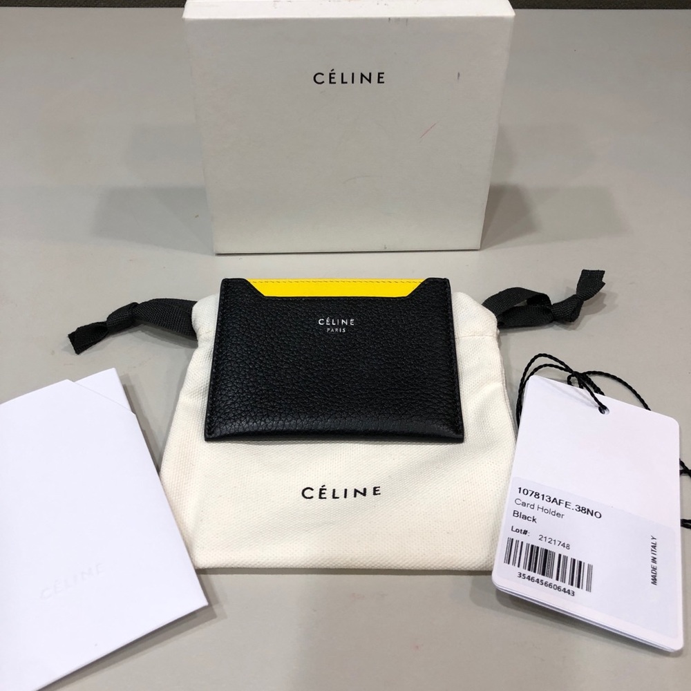 Celine dual color leather card case wallet